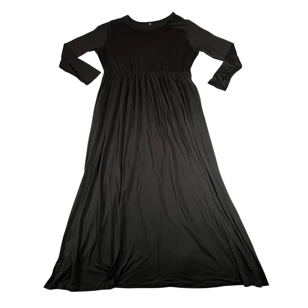 Women's Crewneck Jersey Knit Maxi Dress Size 22W Minimalist LBD Modest Casual